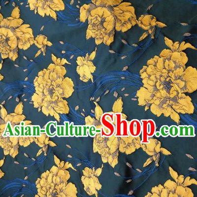 Chinese Traditional Costume Royal Palace Jacquard Weave Rose Deep Green Brocade Fabric, Chinese Ancient Clothing Drapery Hanfu Cheongsam Material