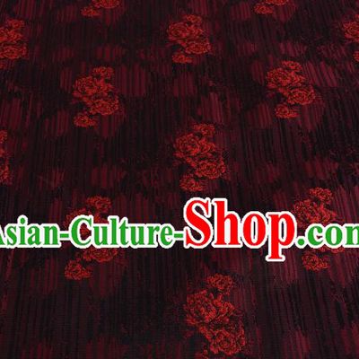 Chinese Traditional Costume Royal Palace Rose Pattern Red Brocade Fabric, Chinese Ancient Clothing Drapery Hanfu Cheongsam Material