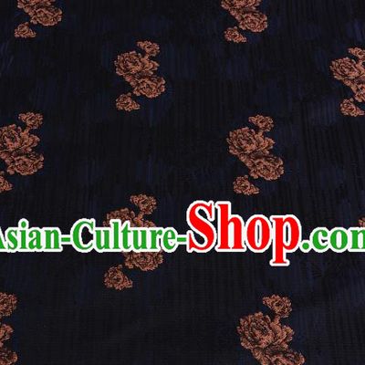 Chinese Traditional Costume Royal Palace Rose Pattern Blue Brocade Fabric, Chinese Ancient Clothing Drapery Hanfu Cheongsam Material