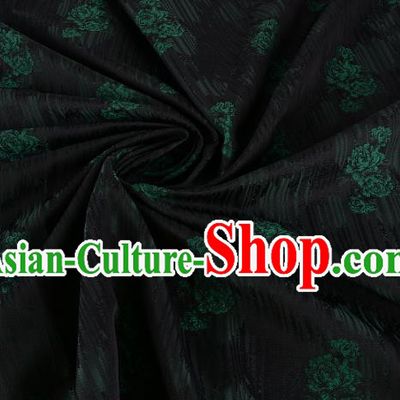 Chinese Traditional Costume Royal Palace Rose Pattern Black Brocade Fabric, Chinese Ancient Clothing Drapery Hanfu Cheongsam Material