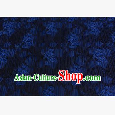 Chinese Traditional Costume Royal Palace Rose Pattern Navy Brocade Fabric, Chinese Ancient Clothing Drapery Hanfu Cheongsam Material