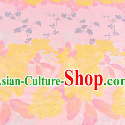 Chinese Traditional Costume Royal Palace Peony Pattern Pink Brocade Fabric, Chinese Ancient Clothing Drapery Hanfu Cheongsam Material