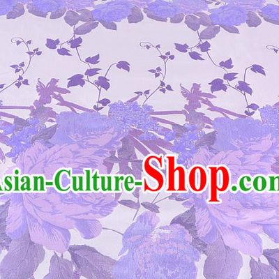 Chinese Traditional Costume Royal Palace Peony Pattern Purple Brocade Fabric, Chinese Ancient Clothing Drapery Hanfu Cheongsam Material