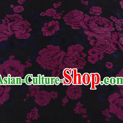 Chinese Traditional Costume Royal Palace Jacquard Weave Rosy Peony Brocade Fabric, Chinese Ancient Clothing Drapery Hanfu Cheongsam Material