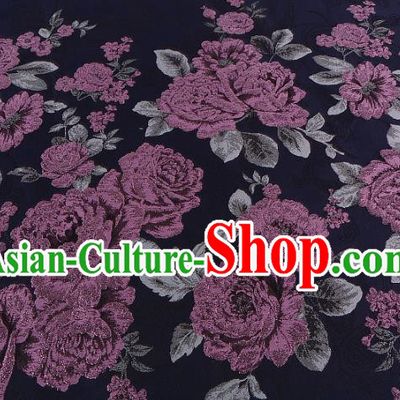 Chinese Traditional Costume Royal Palace Jacquard Weave Purple Peony Brocade Fabric, Chinese Ancient Clothing Drapery Hanfu Cheongsam Material