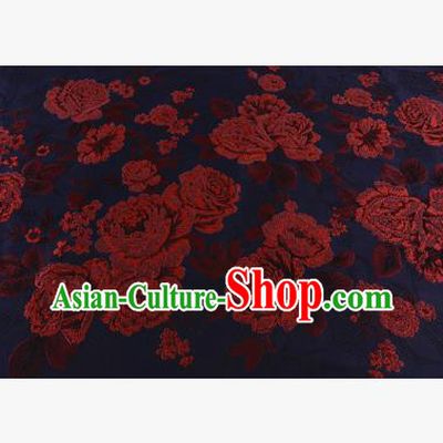 Chinese Traditional Costume Royal Palace Jacquard Weave Red Peony Brocade Fabric, Chinese Ancient Clothing Drapery Hanfu Cheongsam Material