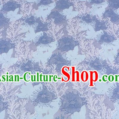 Chinese Traditional Costume Royal Palace Jacquard Weave Pine Needles Blue Brocade Fabric, Chinese Ancient Clothing Drapery Hanfu Cheongsam Material