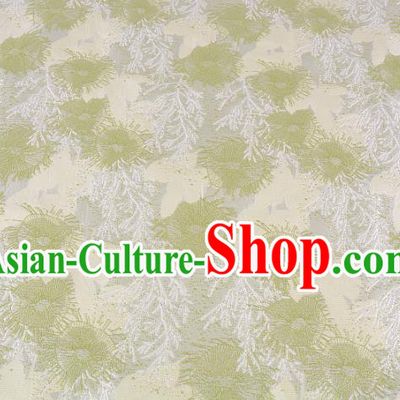 Chinese Traditional Costume Royal Palace Jacquard Weave Pine Needles Green Brocade Fabric, Chinese Ancient Clothing Drapery Hanfu Cheongsam Material