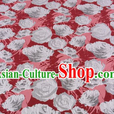 Chinese Traditional Costume Royal Palace Jacquard Weave Rose Red Fabric, Chinese Ancient Clothing Drapery Hanfu Cheongsam Material