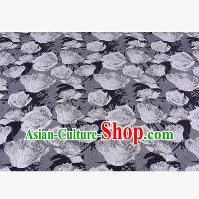 Chinese Traditional Costume Royal Palace Jacquard Weave Rose Grey Fabric, Chinese Ancient Clothing Drapery Hanfu Cheongsam Material