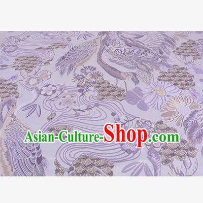 Chinese Traditional Costume Royal Palace Jacquard Weave Lilac Crane Brocade Fabric, Chinese Ancient Clothing Drapery Hanfu Cheongsam Material