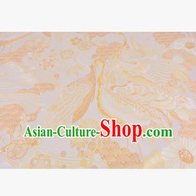 Chinese Traditional Costume Royal Palace Jacquard Weave Yellow Crane Brocade Fabric, Chinese Ancient Clothing Drapery Hanfu Cheongsam Material