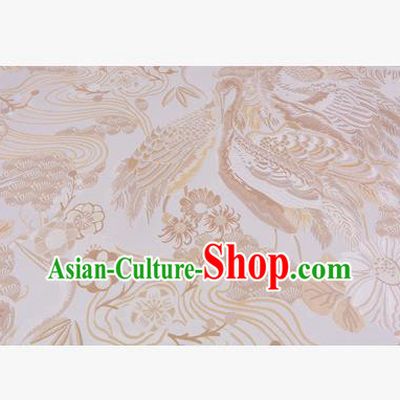 Chinese Traditional Costume Royal Palace Jacquard Weave Golden Crane Brocade Fabric, Chinese Ancient Clothing Drapery Hanfu Cheongsam Material