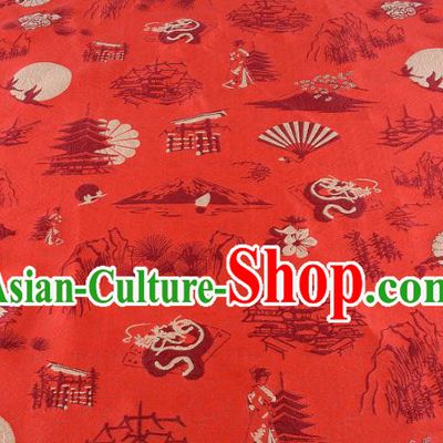 Chinese Traditional Costume Royal Palace Pattern Red Brocade Fabric, Chinese Ancient Clothing Drapery Hanfu Cheongsam Material