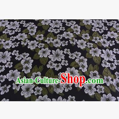 Chinese Traditional Costume Royal Palace Printing White Flowers Brocade Fabric, Chinese Ancient Clothing Drapery Hanfu Cheongsam Material