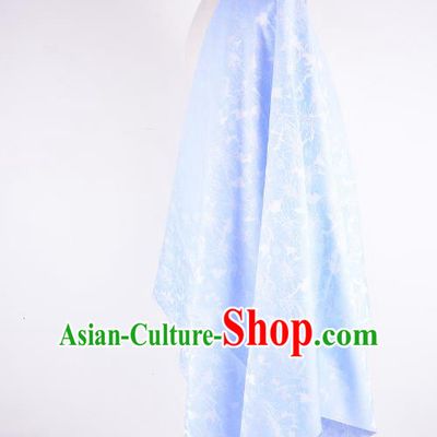 Chinese Traditional Costume Royal Palace Flowers Pattern Blue Brocade Fabric, Chinese Ancient Clothing Drapery Hanfu Cheongsam Material