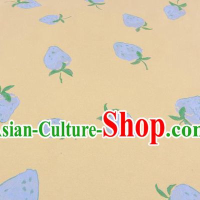 Chinese Traditional Costume Royal Palace Strawberry Pattern Yellow Brocade Fabric, Chinese Ancient Clothing Drapery Hanfu Cheongsam Material