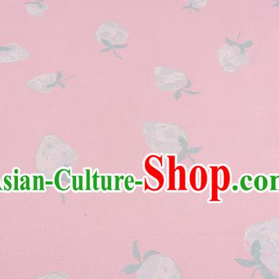 Chinese Traditional Costume Royal Palace Strawberry Pattern Pink Brocade Fabric, Chinese Ancient Clothing Drapery Hanfu Cheongsam Material