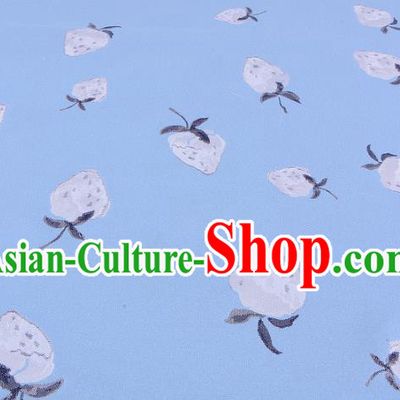 Chinese Traditional Costume Royal Palace Strawberry Pattern Blue Fabric, Chinese Ancient Clothing Drapery Hanfu Cheongsam Material