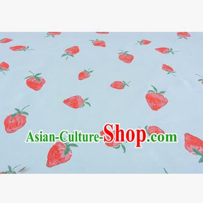 Chinese Traditional Costume Royal Palace Strawberry Pattern Green Fabric, Chinese Ancient Clothing Drapery Hanfu Cheongsam Material