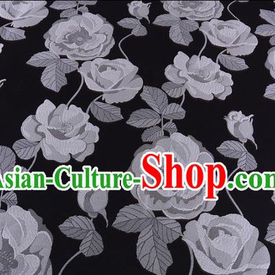 Chinese Traditional Costume Royal Palace White Flowers Pattern Fabric, Chinese Ancient Clothing Drapery Hanfu Cheongsam Material