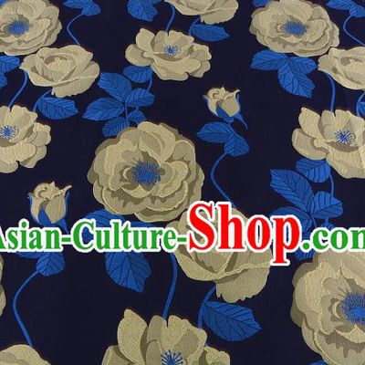 Chinese Traditional Costume Royal Palace Yellow Flowers Pattern Fabric, Chinese Ancient Clothing Drapery Hanfu Cheongsam Material