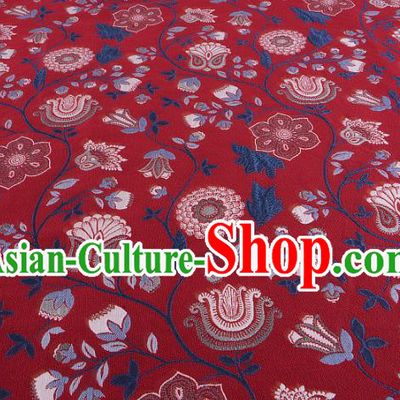 Chinese Traditional Costume Royal Palace Pattern Red Brocade Fabric, Chinese Ancient Clothing Drapery Hanfu Cheongsam Material