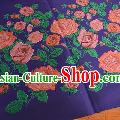 Chinese Traditional Costume Royal Palace Printing Rose Purple Brocade Fabric, Chinese Ancient Clothing Drapery Hanfu Cheongsam Material