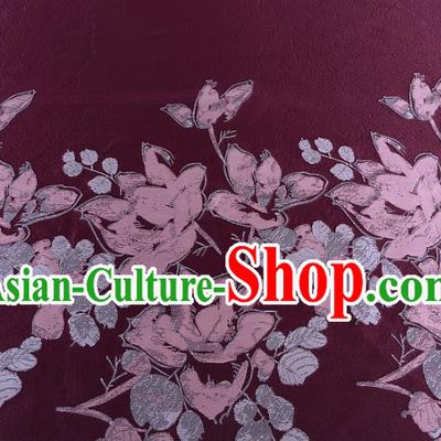 Chinese Traditional Costume Royal Palace Printing Flowers Wine Red Brocade Fabric, Chinese Ancient Clothing Drapery Hanfu Cheongsam Material