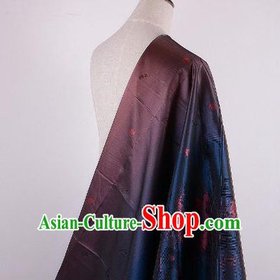 Chinese Traditional Costume Royal Palace Printing Purple Brocade Fabric, Chinese Ancient Clothing Drapery Hanfu Cheongsam Material