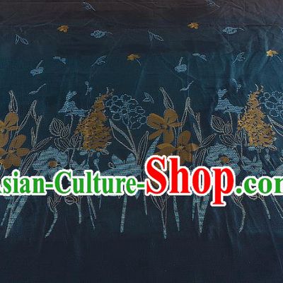 Chinese Traditional Costume Royal Palace Printing Atrovirens Brocade Fabric, Chinese Ancient Clothing Drapery Hanfu Cheongsam Material