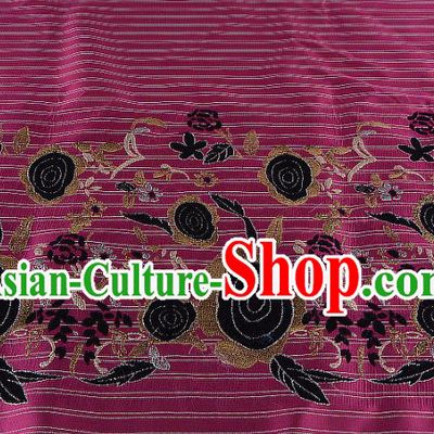 Chinese Traditional Costume Royal Palace Printing Rose Rosy Brocade Fabric, Chinese Ancient Clothing Drapery Hanfu Cheongsam Material