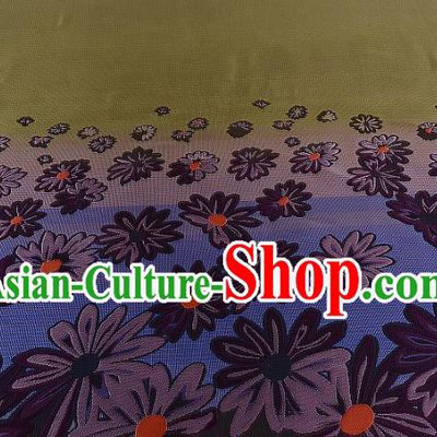 Chinese Traditional Costume Royal Palace Printing Flowers Yellow Brocade Fabric, Chinese Ancient Clothing Drapery Hanfu Cheongsam Material