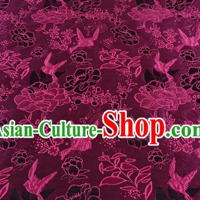 Chinese Traditional Costume Royal Palace Peony Pattern Rosy Brocade Fabric, Chinese Ancient Clothing Drapery Hanfu Cheongsam Material