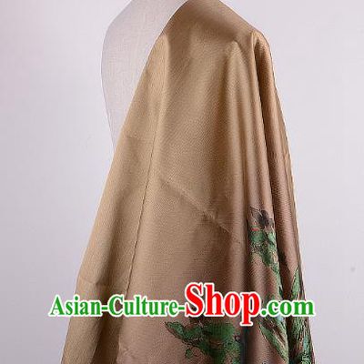Chinese Traditional Costume Royal Palace Printing Brown Brocade Fabric, Chinese Ancient Clothing Drapery Hanfu Cheongsam Material
