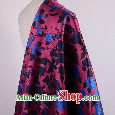 Chinese Traditional Costume Royal Palace Printing Rose Rosy Brocade Fabric, Chinese Ancient Clothing Drapery Hanfu Cheongsam Material