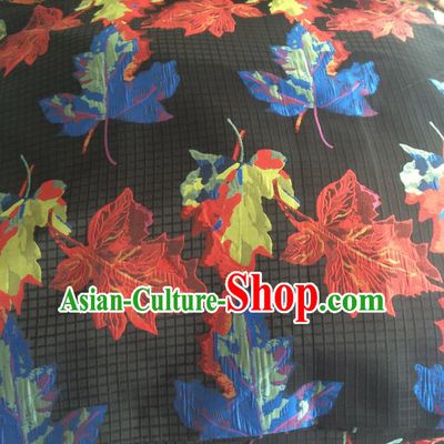Chinese Traditional Costume Royal Palace Printing Maple Leaf Brocade Fabric, Chinese Ancient Clothing Drapery Hanfu Cheongsam Material