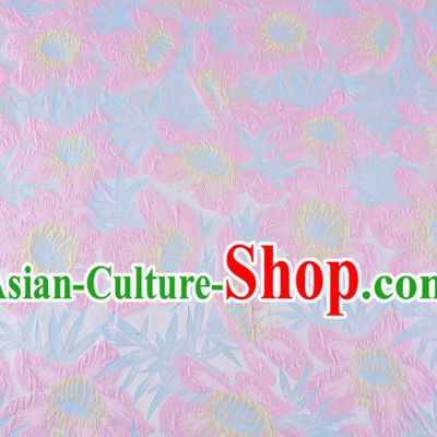 Chinese Traditional Costume Royal Palace Pink Flowers Pattern Brocade Fabric, Chinese Ancient Clothing Drapery Hanfu Cheongsam Material