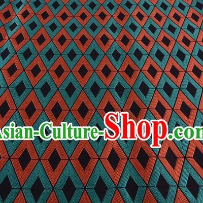 Chinese Traditional Costume Royal Palace Rhombus Pattern Red Brocade Fabric, Chinese Ancient Clothing Drapery Hanfu Cheongsam Material