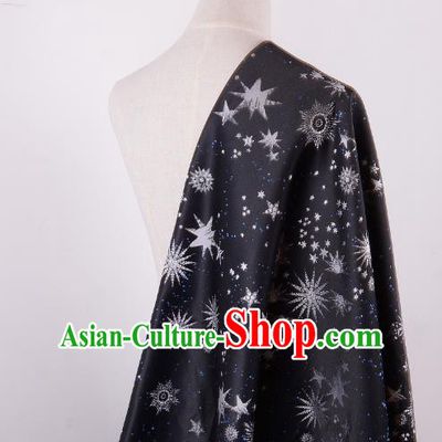 Chinese Traditional Costume Royal Palace Printing Hexagram Pattern Navy Brocade Fabric, Chinese Ancient Clothing Drapery Hanfu Cheongsam Material