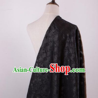 Chinese Traditional Costume Royal Palace Pattern Black Brocade Fabric, Chinese Ancient Clothing Drapery Hanfu Cheongsam Material