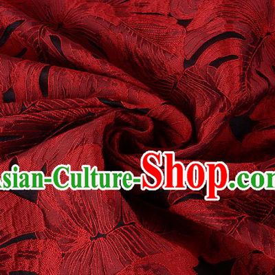 Chinese Traditional Costume Royal Palace Printing Red Leaf Pattern Brocade Fabric, Chinese Ancient Clothing Drapery Hanfu Cheongsam Material