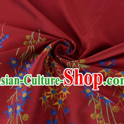 Chinese Traditional Costume Royal Palace Flowers Pattern Wine Red Brocade Fabric, Chinese Ancient Clothing Drapery Hanfu Cheongsam Material