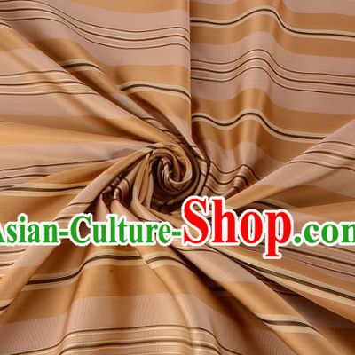 Chinese Traditional Costume Royal Palace Stripe Pattern Golden Silk Brocade Fabric, Chinese Ancient Clothing Drapery Hanfu Cheongsam Material