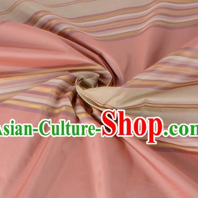 Chinese Traditional Costume Royal Palace Stripe Pattern Pink Silk Brocade Fabric, Chinese Ancient Clothing Drapery Hanfu Cheongsam Material