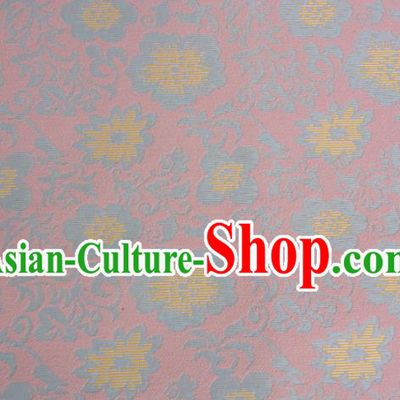 Chinese Traditional Costume Royal Palace Printing Flowers Pink Brocade Fabric, Chinese Ancient Clothing Drapery Hanfu Cheongsam Material