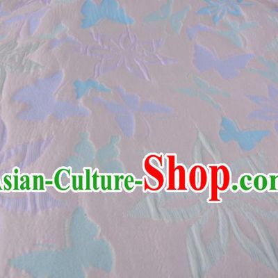 Chinese Traditional Costume Royal Palace Printing Butterfly Pink Brocade Fabric, Chinese Ancient Clothing Drapery Hanfu Cheongsam Material