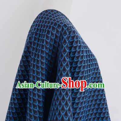 Chinese Traditional Costume Royal Palace Printing Blue Brocade Fabric, Chinese Ancient Clothing Drapery Hanfu Cheongsam Material