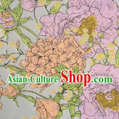 Chinese Traditional Costume Royal Palace Printing Peony Brocade Fabric, Chinese Ancient Clothing Drapery Hanfu Cheongsam Material