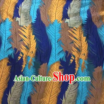 Chinese Traditional Costume Royal Palace Printing Feather Pattern Brocade Fabric, Chinese Ancient Clothing Drapery Hanfu Cheongsam Material